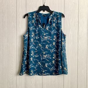 Papermoon Blue Floral Sleeveless Top Large NWT